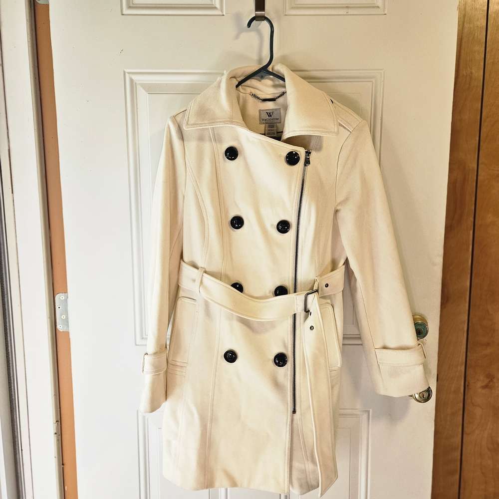 NWOT Worthington Women's Cream Double-Breasted Peacoat